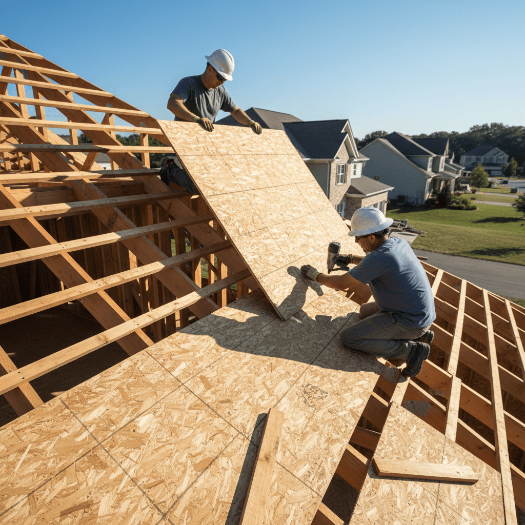 Roof installation work in progress
