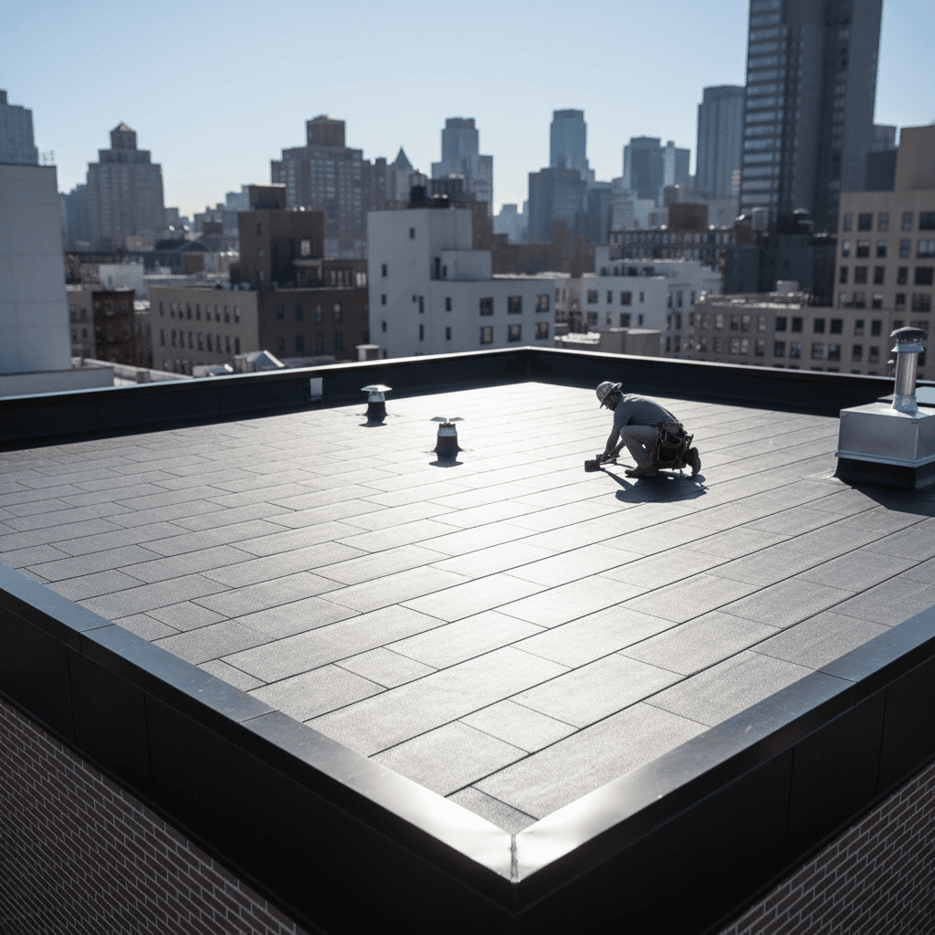 Commercial flat roof installation completed